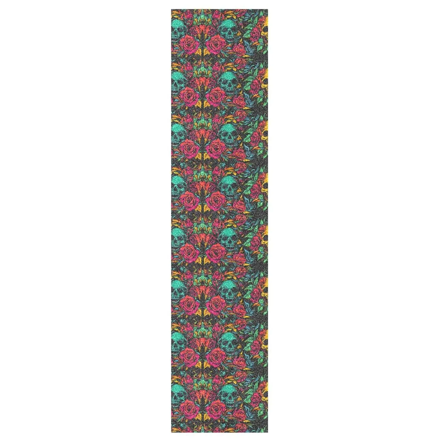 Colored Rose Skull Grip Tape for Skateboards Designs Waterproof Grip Tape Scooters Grip Tape Longboard Anti-Tearing Cruiser Griptape, 44×10 Inch