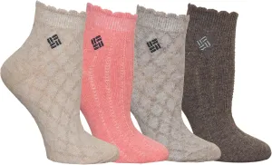 Columbia Women's Flat-Knit Textured Quarter Socks 4-Pack