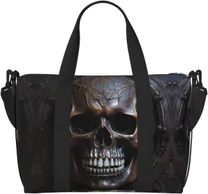 Copper-Colored Skull Travel Duffel Bag Tote Carry On Luggage Bag Water Resistant Weekender Overnight Bags For Foldable