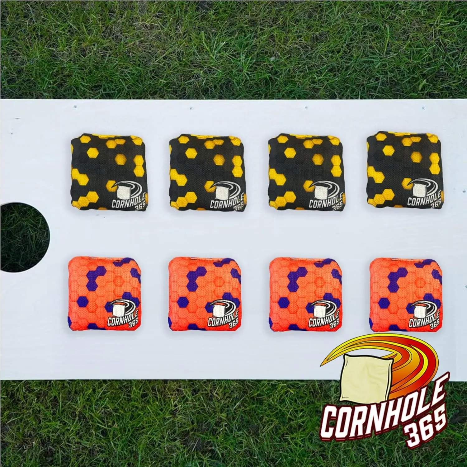 Cornhole365 Themed Cornhole Bags - All-Weather, Heavy-Duty Polyester Fabric, Resin Filling, Double-Stitched Duck Cloth - Professional Corn Hole Bean Bags for Indoor & Outdoor Use
