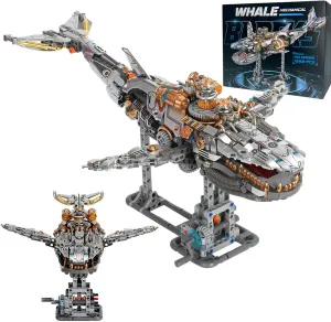 Creative 1388PCS Mechanical Whale Building Blocks, Ideals Sea Animal Marine Organism with Light Model Building Blocks Bricks, STEM Sensory Toy Gift for 6  Boys, Girls, Kids or Adults
