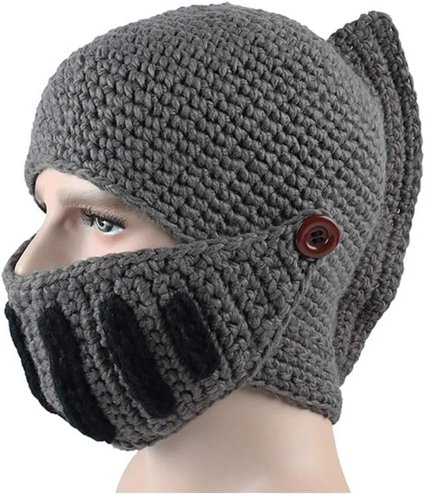 Creative Barbarian Knit Beard Hat Funny Knit Cap Wig Beanie Hats Beard Facemask