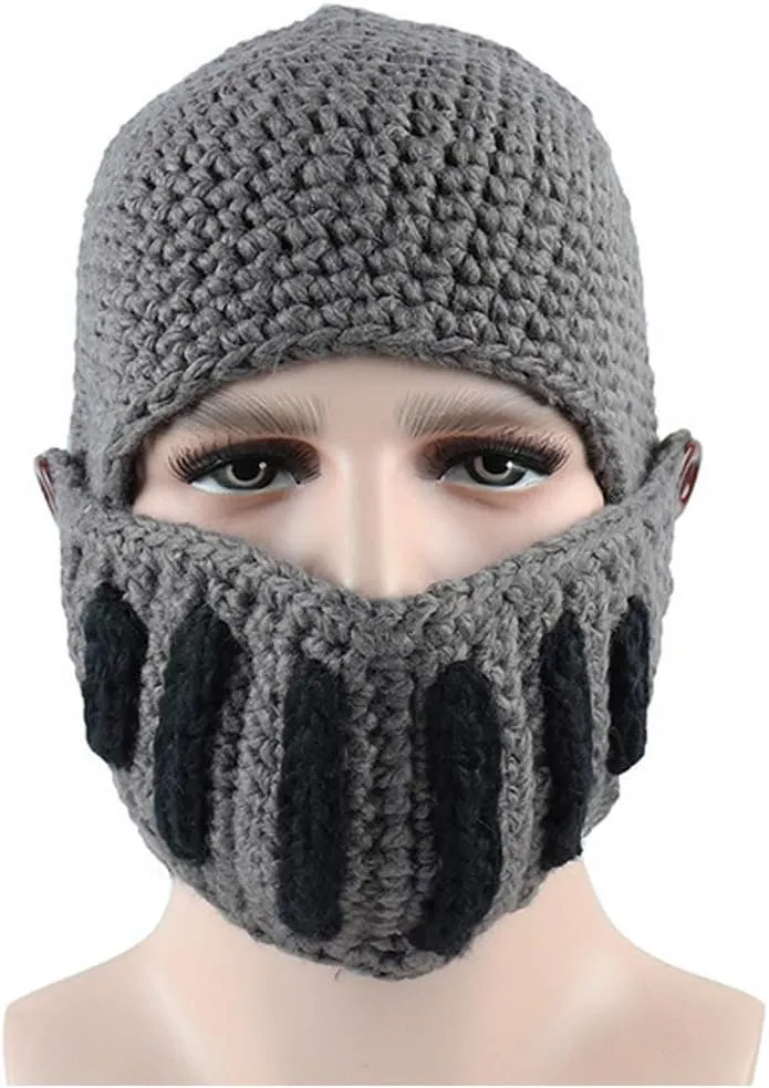 Creative Barbarian Knit Beard Hat Funny Knit Cap Wig Beanie Hats Beard Facemask