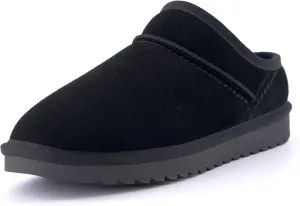 CUSHIONAIRE Women's Hilo 2 Premium Suede Slip-On House Slippers – Clog Slippers for Women, Memory Foam, Faux Shearling, Wide Widths Available