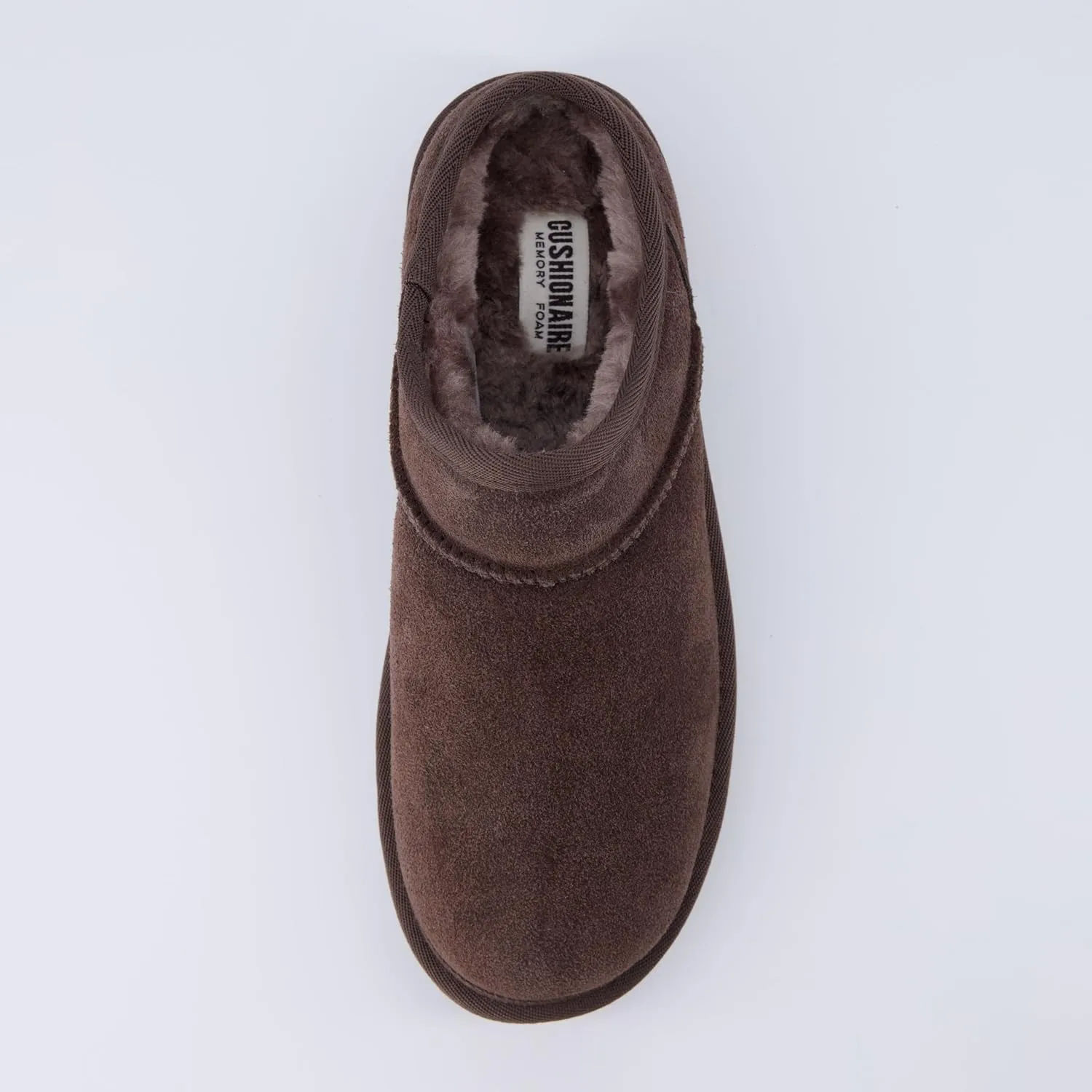 CUSHIONAIRE Women's Hilo 2 Premium Suede Slip-On House Slippers – Clog Slippers for Women, Memory Foam, Faux Shearling, Wide Widths Available