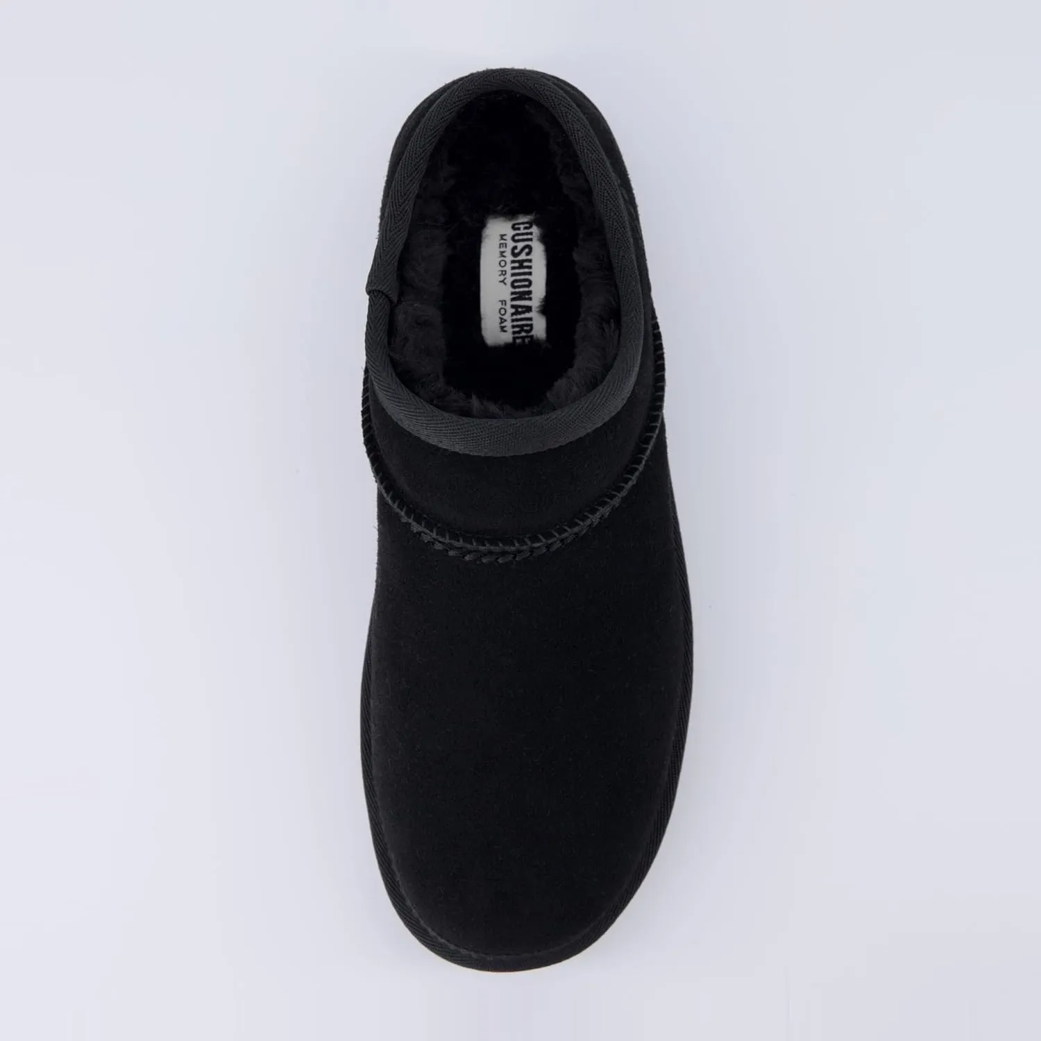 CUSHIONAIRE Women's Hilo 2 Premium Suede Slip-On House Slippers – Clog Slippers for Women, Memory Foam, Faux Shearling, Wide Widths Available