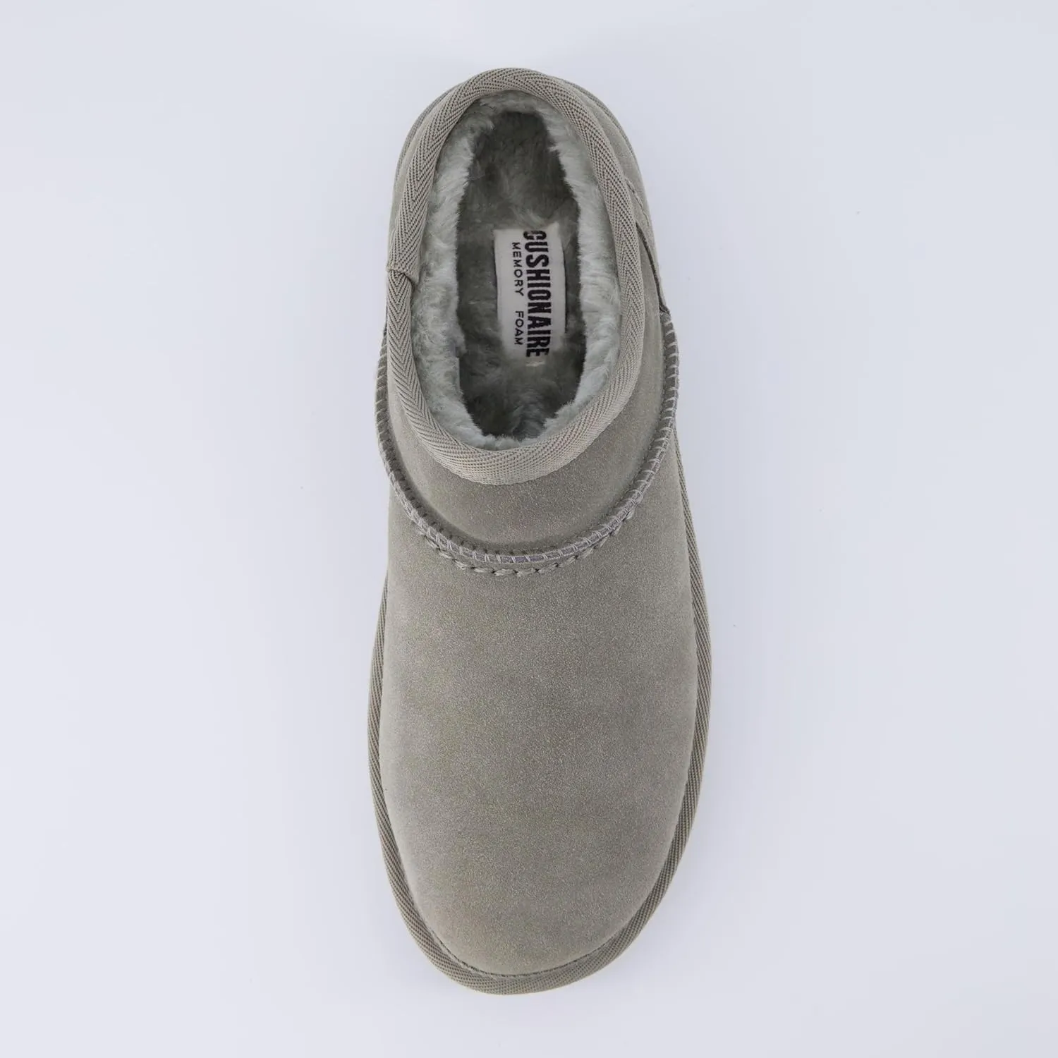 CUSHIONAIRE Women's Hilo 2 Premium Suede Slip-On House Slippers – Clog Slippers for Women, Memory Foam, Faux Shearling, Wide Widths Available
