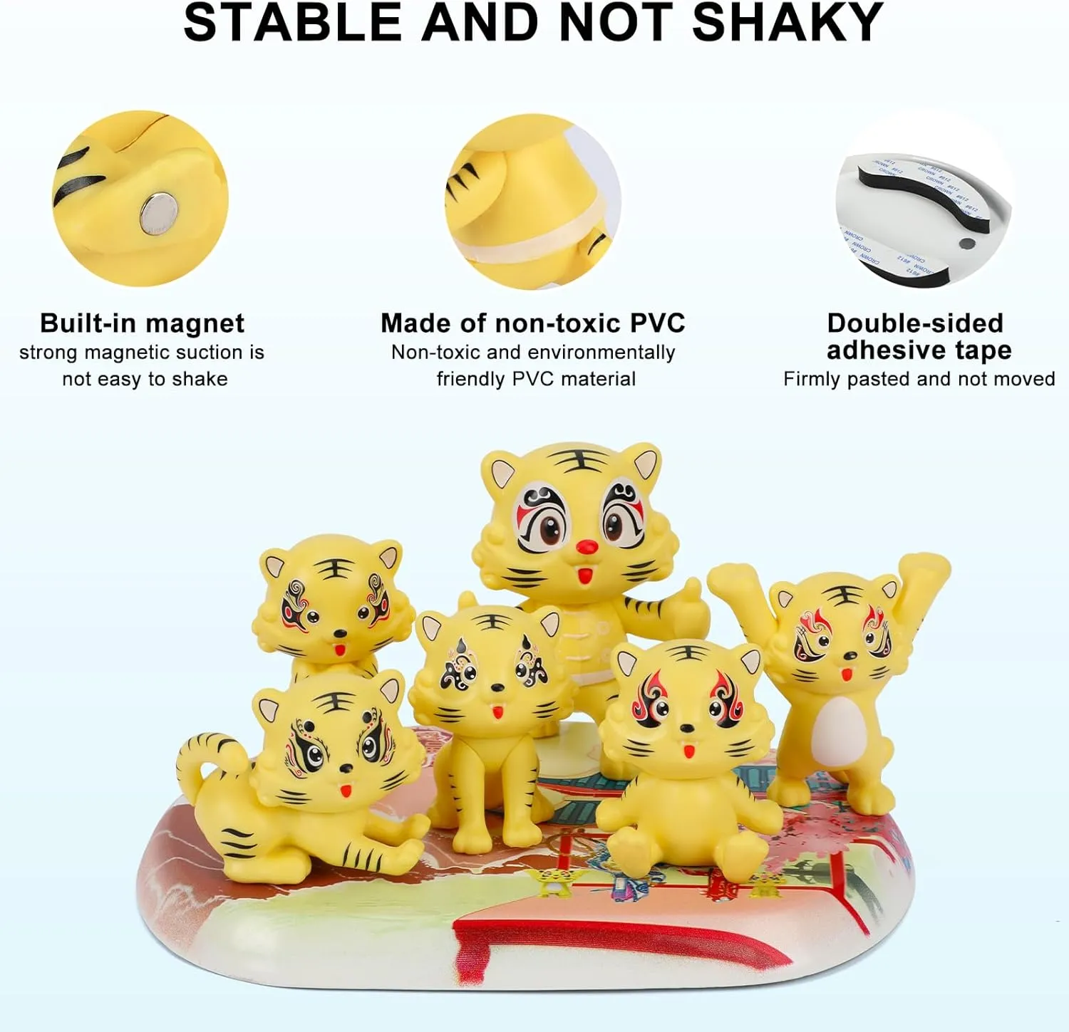 Cute Animal Toys, Tiger Toys,Realistic Safari Animal Figures,Plastic Tiger Figures 6Ps with Tray for Kids (Purple)