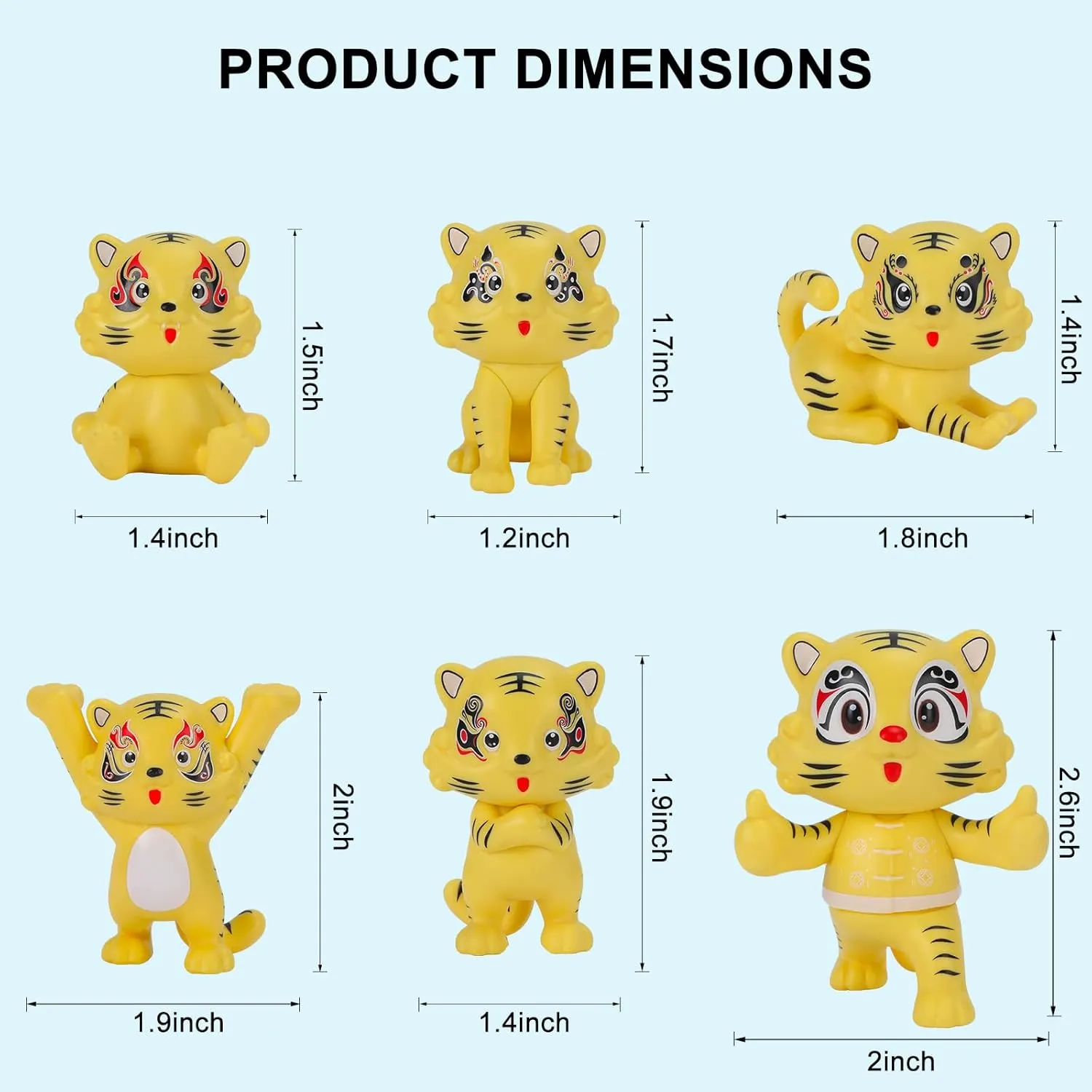 Cute Animal Toys, Tiger Toys,Realistic Safari Animal Figures,Plastic Tiger Figures 6Ps with Tray for Kids (Purple)