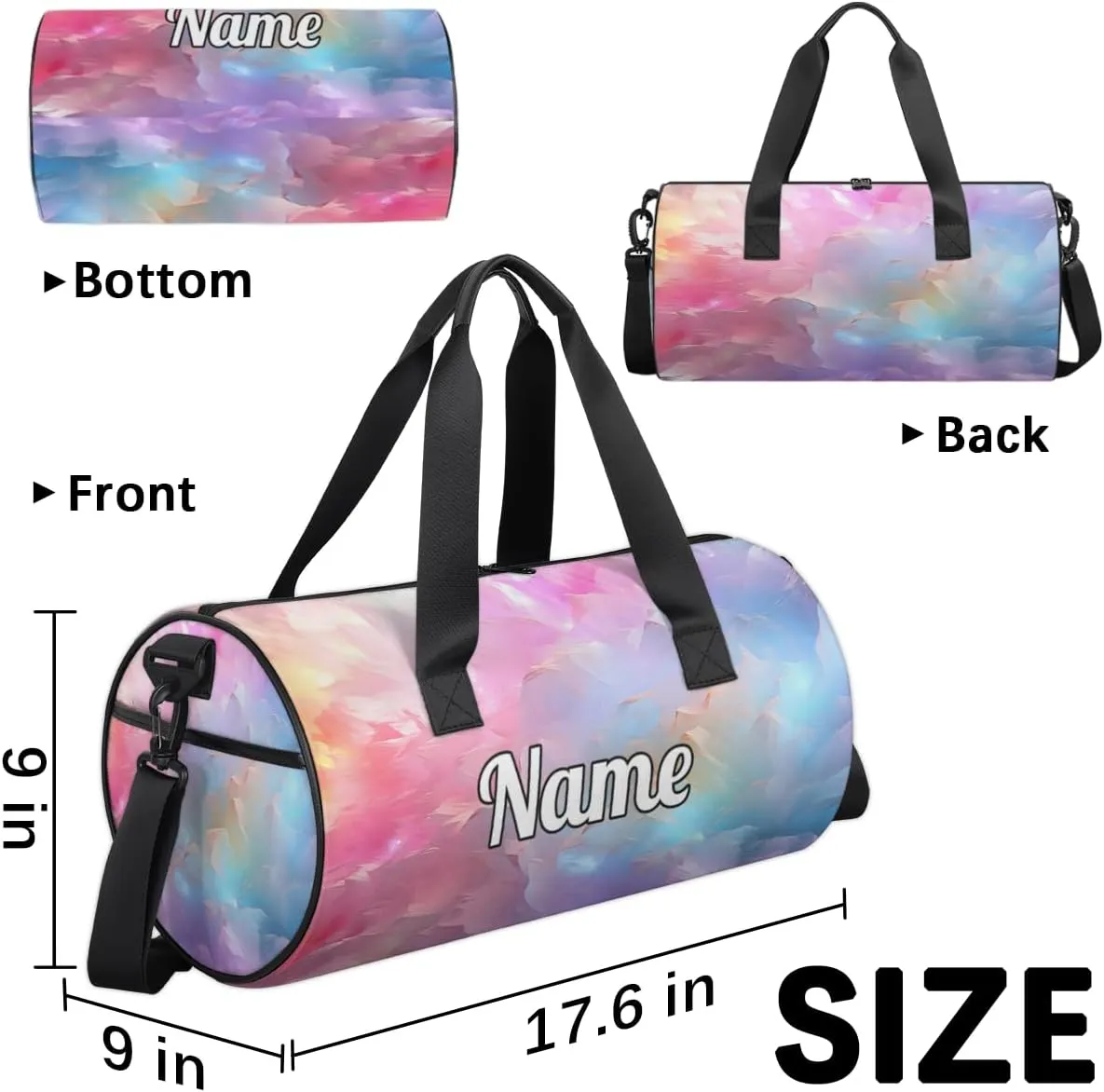 Cute Dance Bag Sport Duffel Gymnastics Sport Bags Custom Ballet Bag Overnight Weekender Bag Waterproof Pattern, Geometric Colorful Print