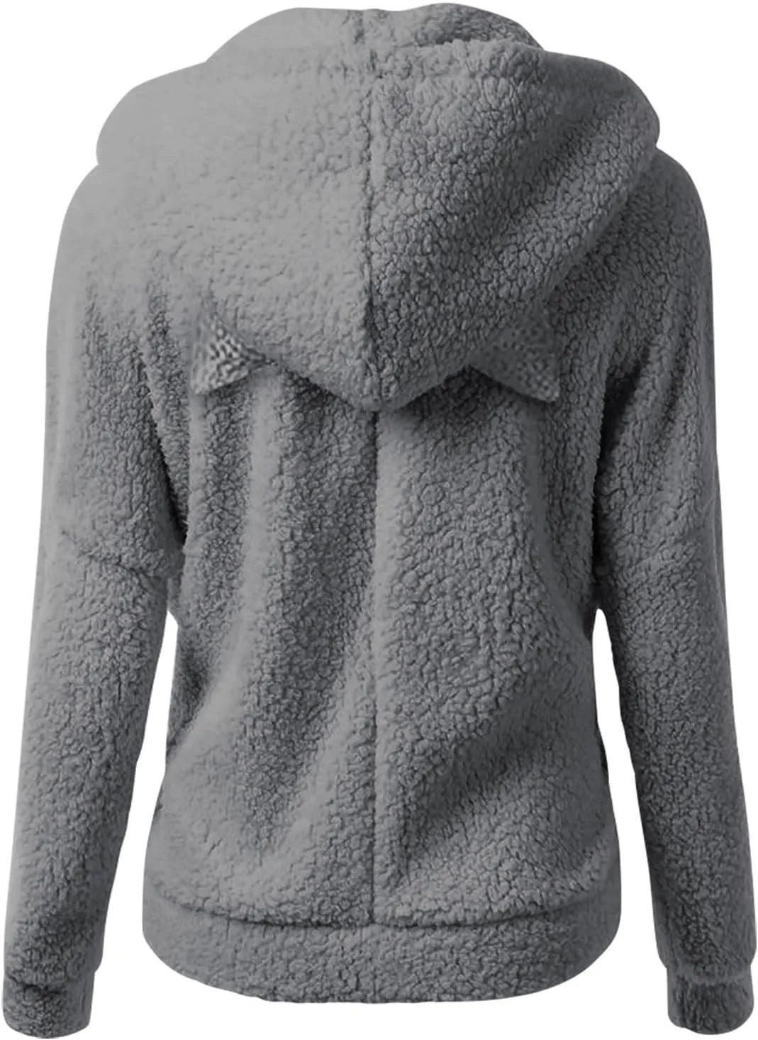 Cute Sherpa Fleece Jacket For Women Casual Loose Soft Hooded Pullover Tops Warm Fall Winter Shearling Coat 2024