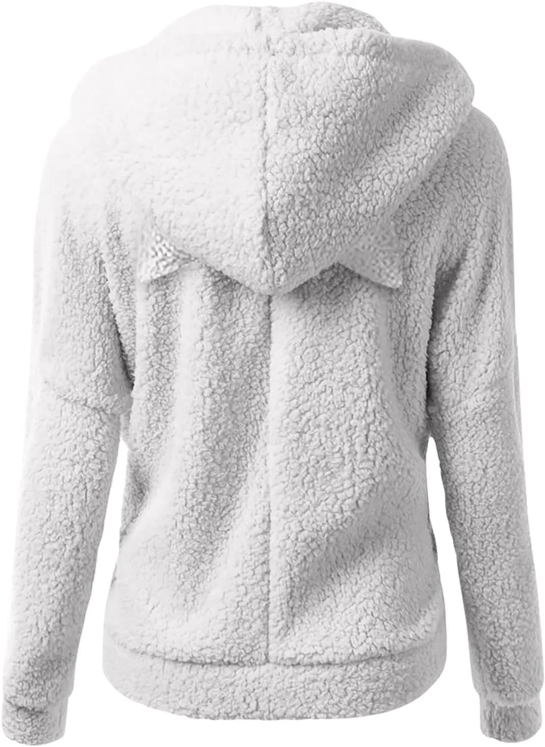 Cute Sherpa Fleece Jacket For Women Casual Loose Soft Hooded Pullover Tops Warm Fall Winter Shearling Coat 2024