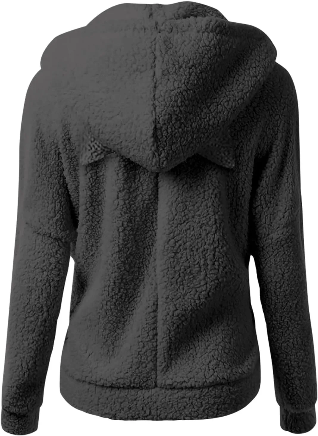 Cute Sherpa Fleece Jacket For Women Casual Loose Soft Hooded Pullover Tops Warm Fall Winter Shearling Coat 2024
