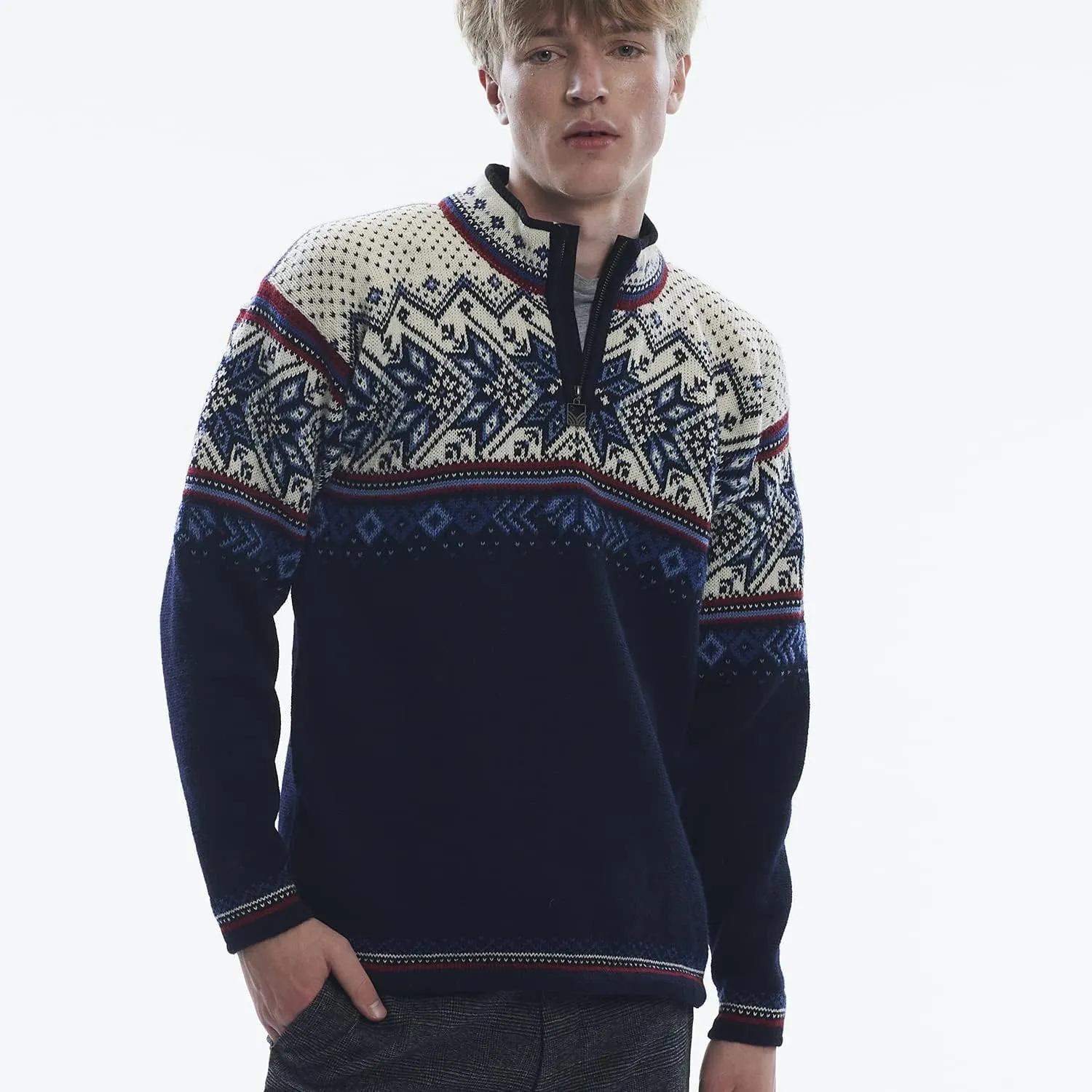 Dale of Norway Vail Sweater - 100% Lightweight Wool Sweater - Mens Sweaters - Unisex Ski Sweater - Quarter Zip Pullover Men