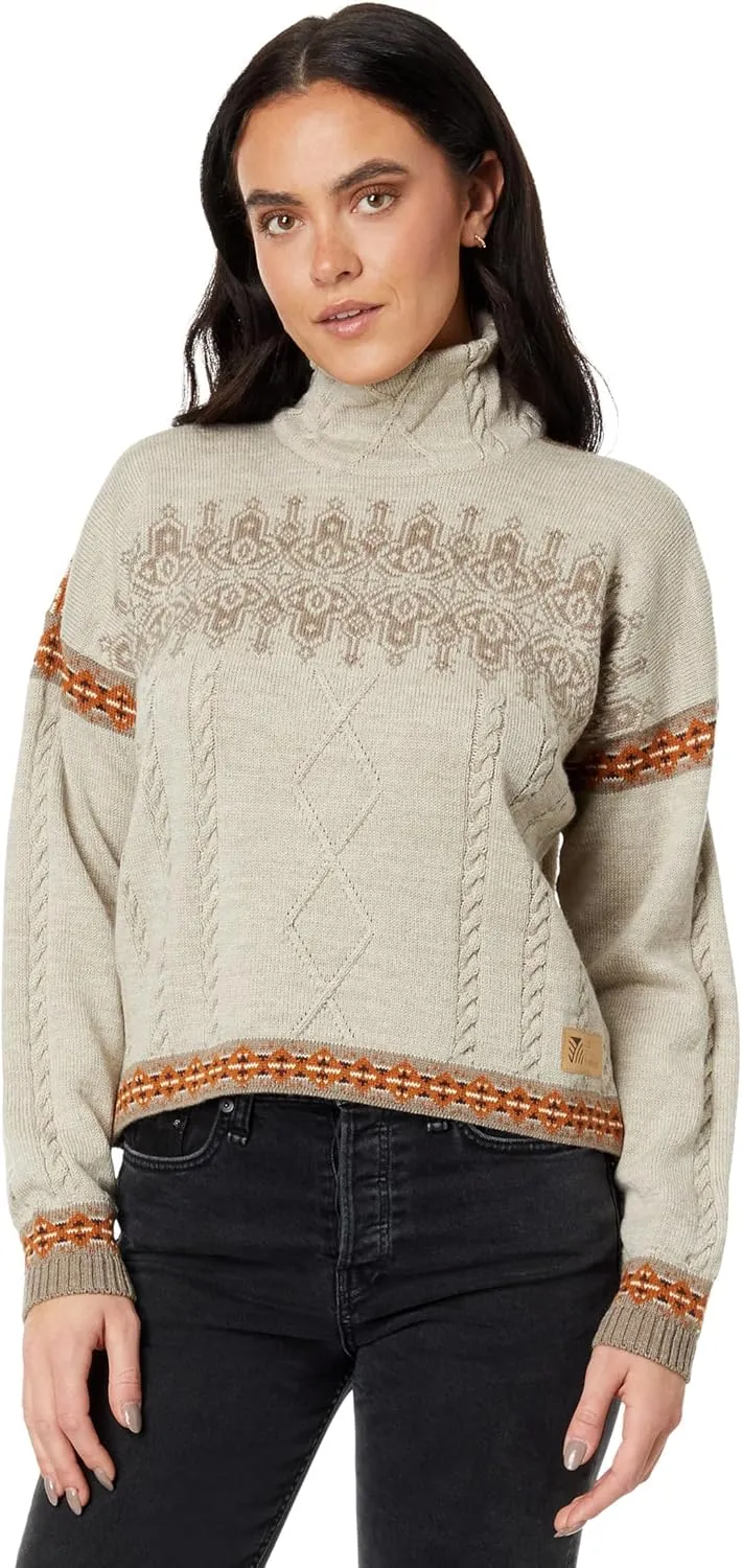 Dale of Norway Women's Aspy Sweater, Cropped, Turtleneck, Pullover, Wool, Long Sleeve, Cable Knit