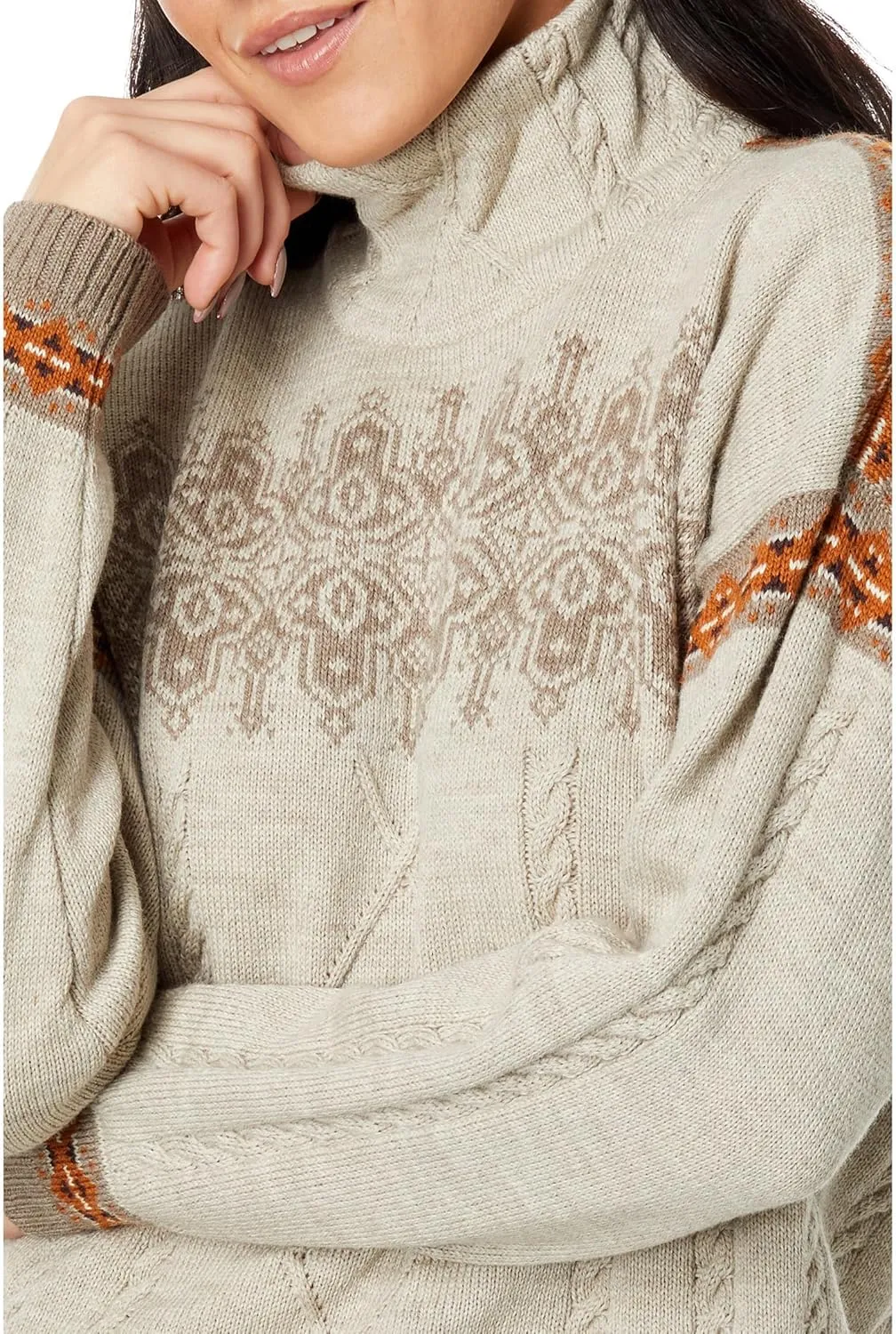 Dale of Norway Women's Aspy Sweater, Cropped, Turtleneck, Pullover, Wool, Long Sleeve, Cable Knit