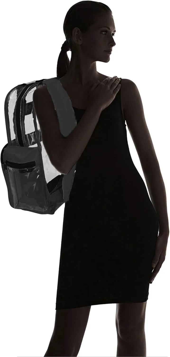 DALIX Small Clear Backpack Bag in Black