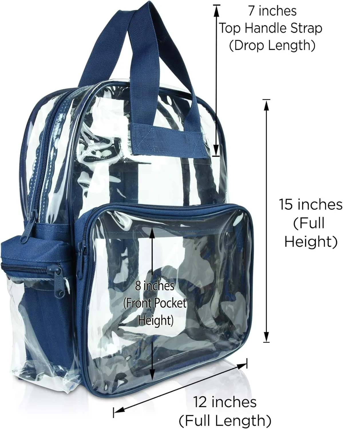 DALIX Small Clear Backpack Bag in Navy Blue