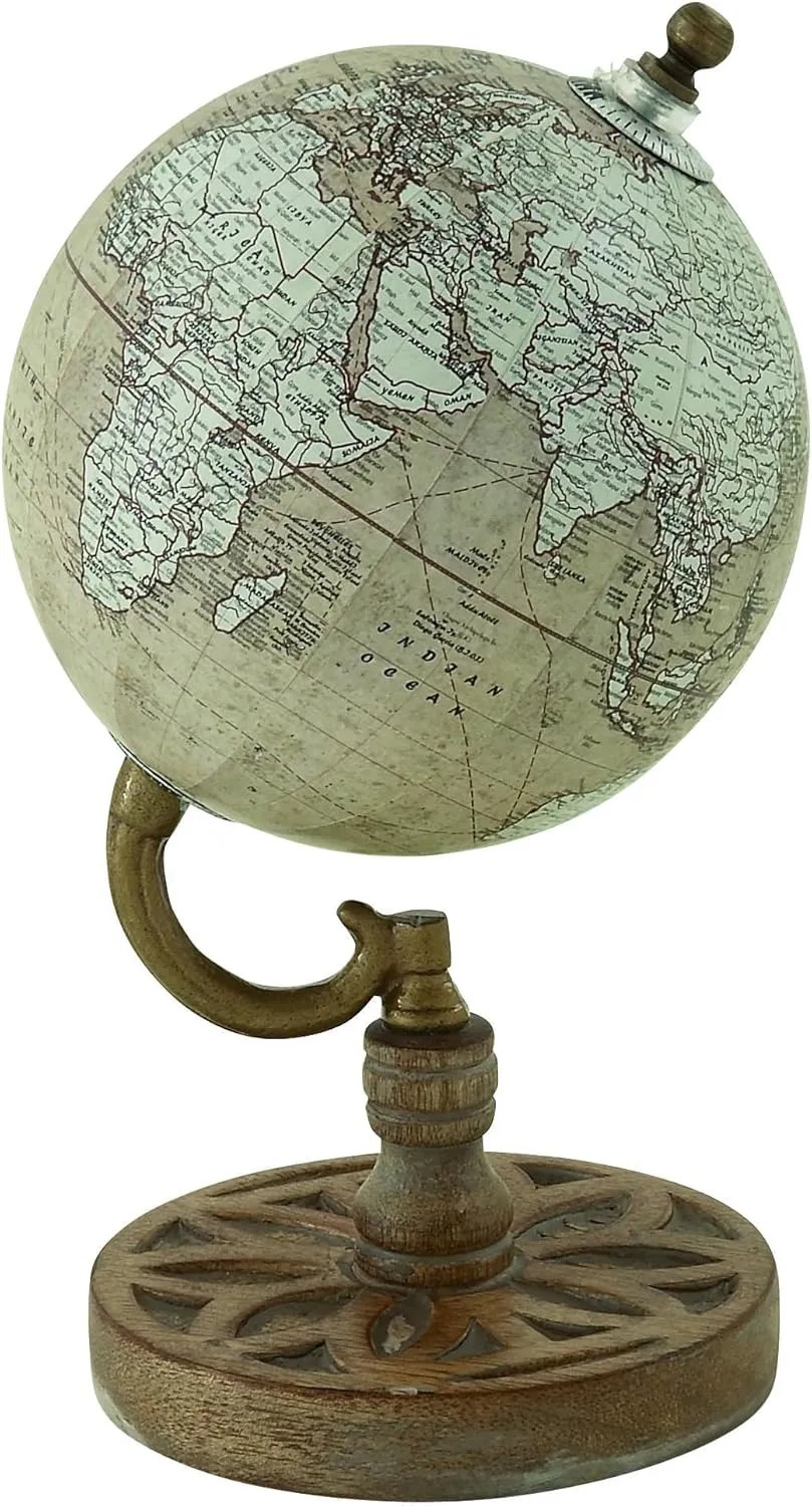 Deco 79 Wood Globe, 5" x 5" x 9", Beige