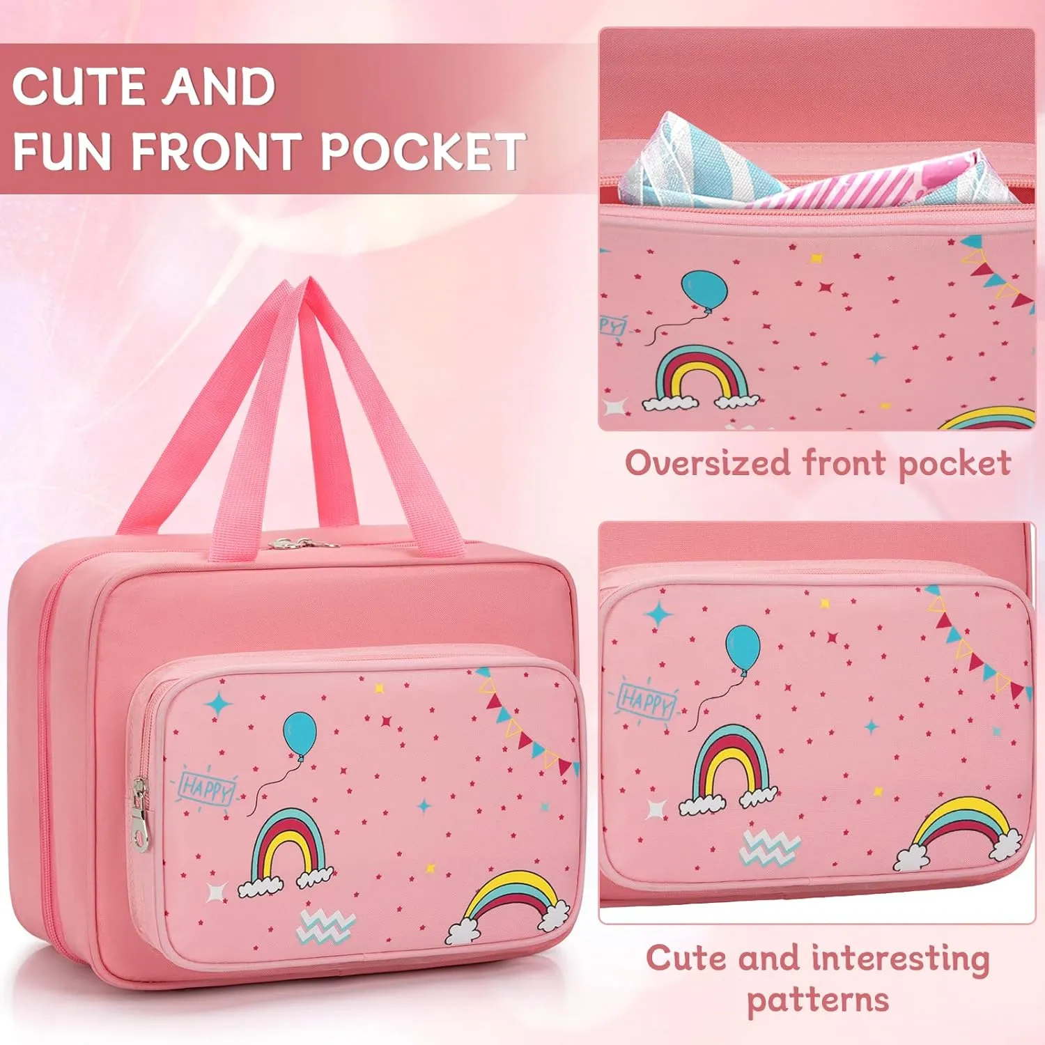 Doll Carrying Case Compatible with LOL Surprise Dolls, Toy Hanging Organizer Storage Bag for Girls with a Hanging Hook and 7 Clear Zipper Pockets, Bag Only