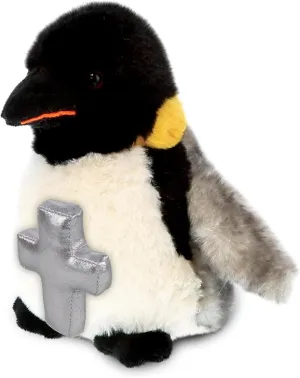 DolliBu Emperor Penguin Stuffed Animal with Silver Cross and Personalization - Religious Baptism Gifts for Boys and Girls, Dedication Christening Plush Prayer Toy Healing Teddy Bear - 7 Inches