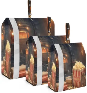 DOMIKING Vintage Popcorn Screening Room Packing Cubes for Travel Luggage Organizer Hanging Packing Bag for Clothes Carry On Suitcase Set of 3