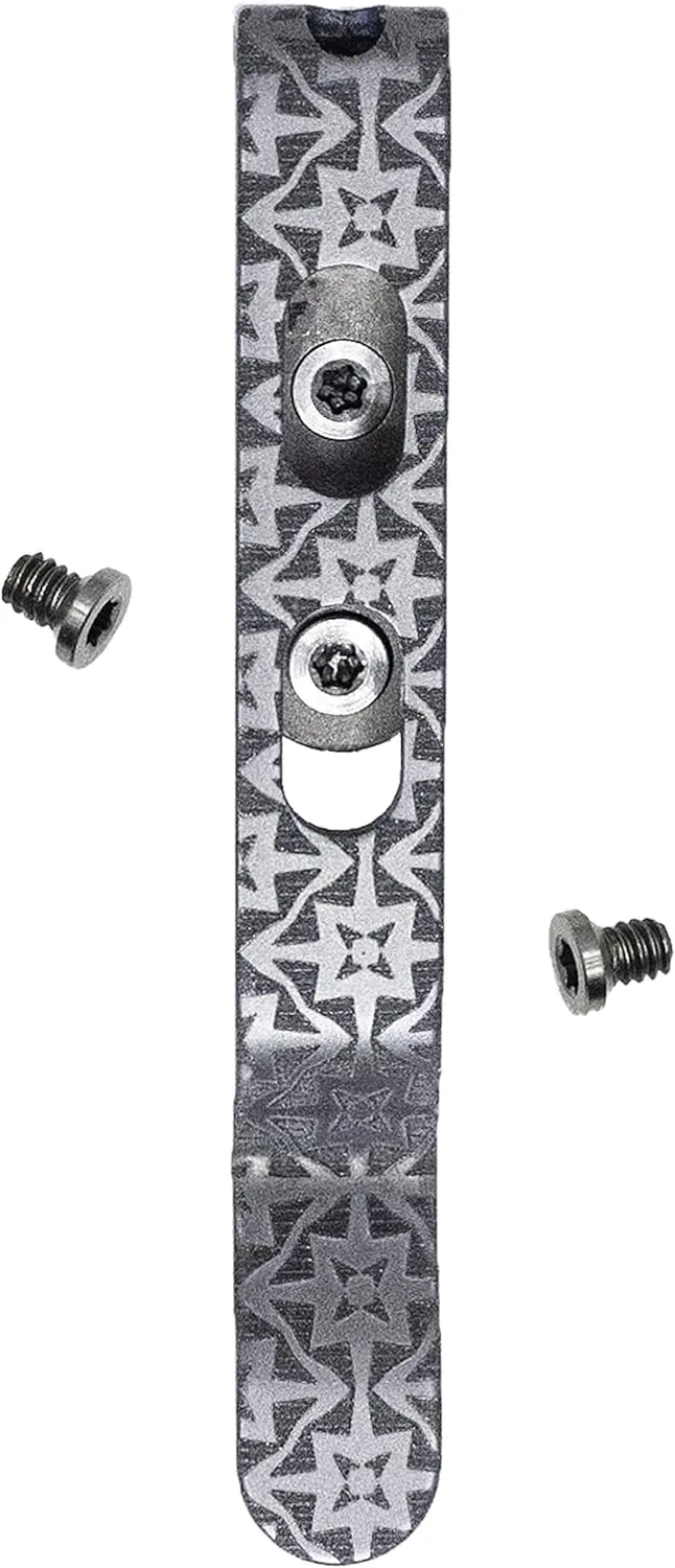 Donk! Titanium Pocket Clip. Made for Leatherman Free (P2, P4, T2 & T4) Curl & Bond. TC4 Titanium. Matte Finish. 2 Screws. 5 Custom Designs. Extra Carry Options - 'Kaleidoscope’