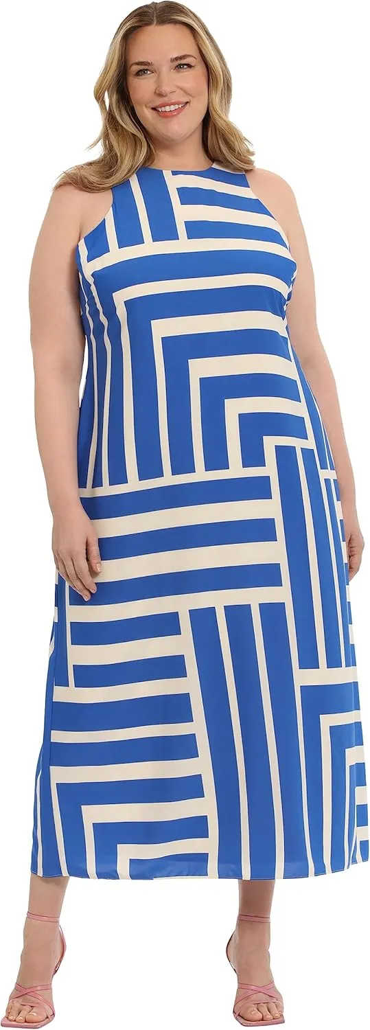 Donna Morgan Women's Sleeveless Halter Cut Maxi Dress Event Occasion Party Date Guest of