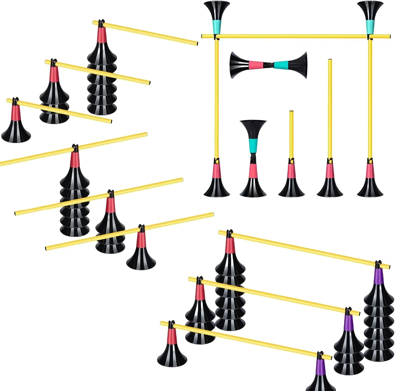Double Opening Design conical Obstacle Cones for Sports Training, 8pcs Cones and 8pcs Poles, Suitable for Various Sports Training Equipment, Soccer Agility Basketball Cones for Training