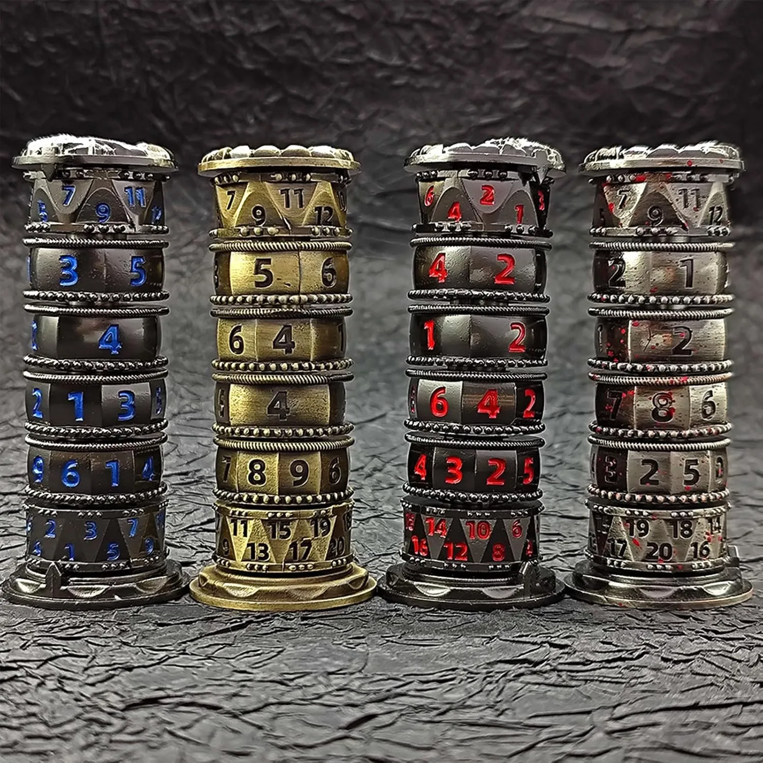 Dragonstone Keep Roulette Dice Spinner for DND, 7-in-1 Dragon Metallic D&D Dice Set with Gift Case for Dungeons and Dragon Game, RPG Role Playing Table Game Gifts (Black-red)