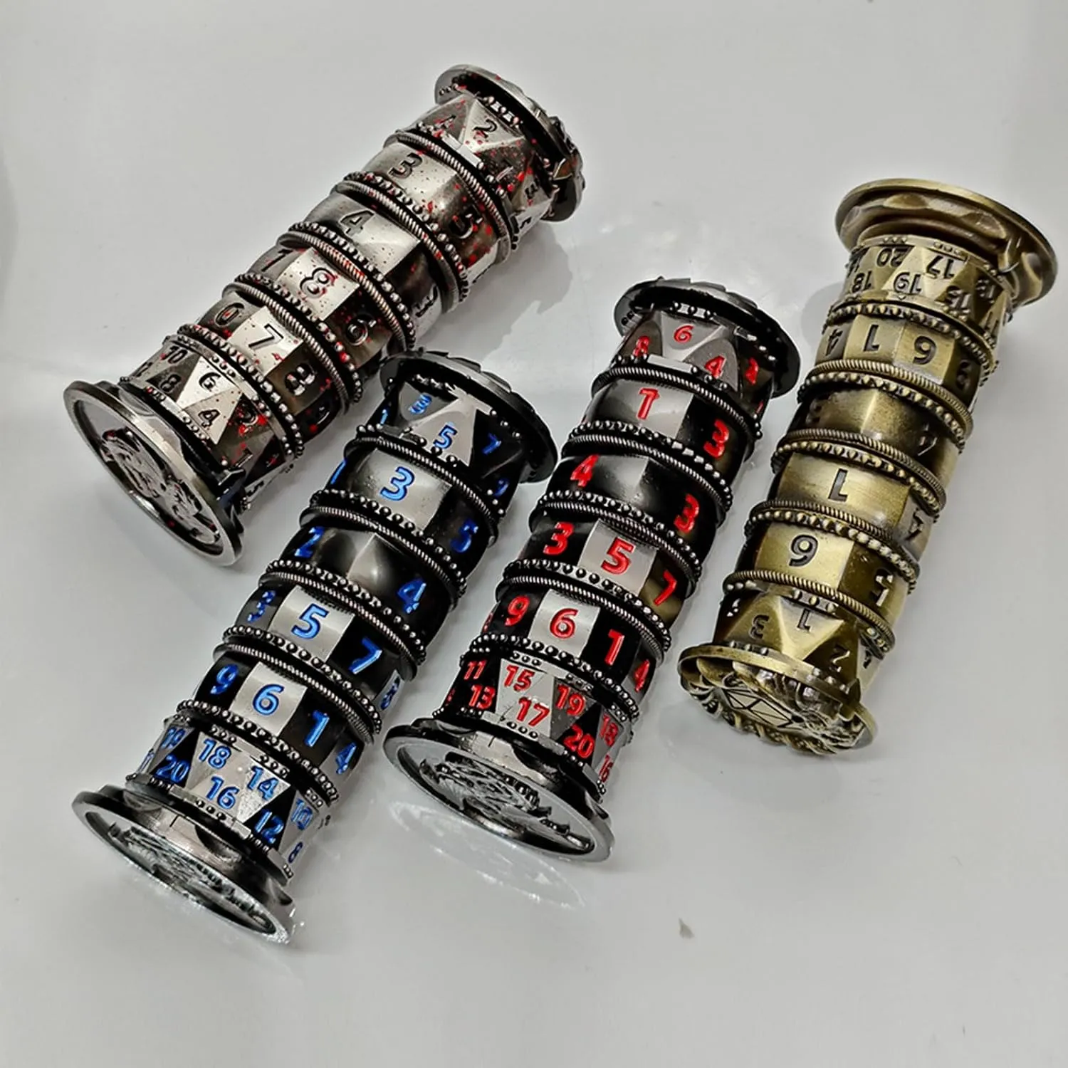 Dragonstone Keep Roulette Dice Spinner for DND, 7-in-1 Dragon Metallic D&D Dice Set with Gift Case for Dungeons and Dragon Game, RPG Role Playing Table Game Gifts (Black-red)