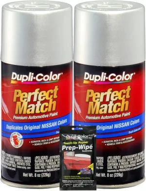 Dupli-Color Silver Metallic for Perfect Match Automotive Paint For Nissan Vehicles - (8 oz.), Bundles with Prep Wipe (3 Items)