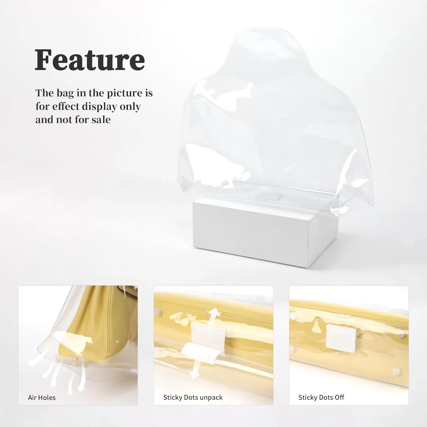Dust Bags Compatible with Kelly miniⅡ, Clear Dust Cover Bag for Luxury Handbags Purses Handbag, Dustproof Storage Bag with Sticky Dots & Air Hole (miniKEⅡ,20CM)