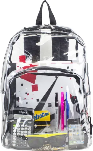 Eastsport Clear Backpack Stadium Approved Clear Bag for Concerts, Sports Events Festivals, College, Work, Black