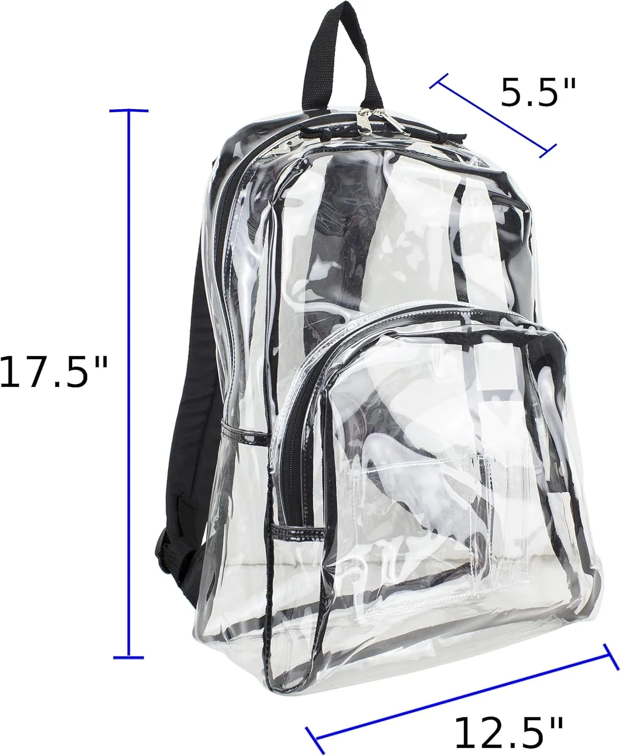 Eastsport Clear Backpack Stadium Approved Clear Bag for Concerts, Sports Events Festivals, College, Work, Black