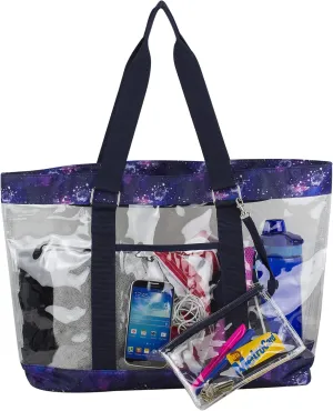 Eastsport Transparent Large Clear Tote Bag for Women Beach Bag Clear Purse Work Bag Shoulder Bag Work Tote with Zipper