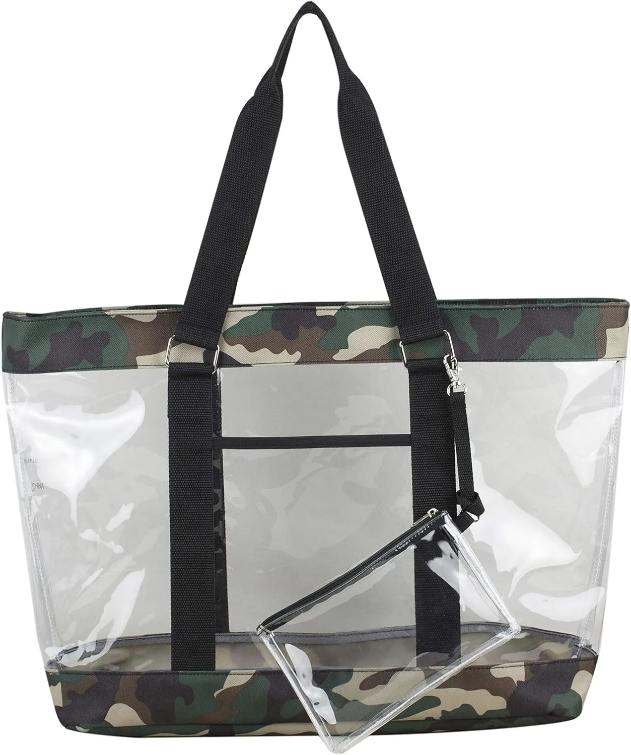 Eastsport Transparent Large Clear Tote Bag for Women Beach Bag Clear Purse Work Bag Shoulder Bag Work Tote with Zipper