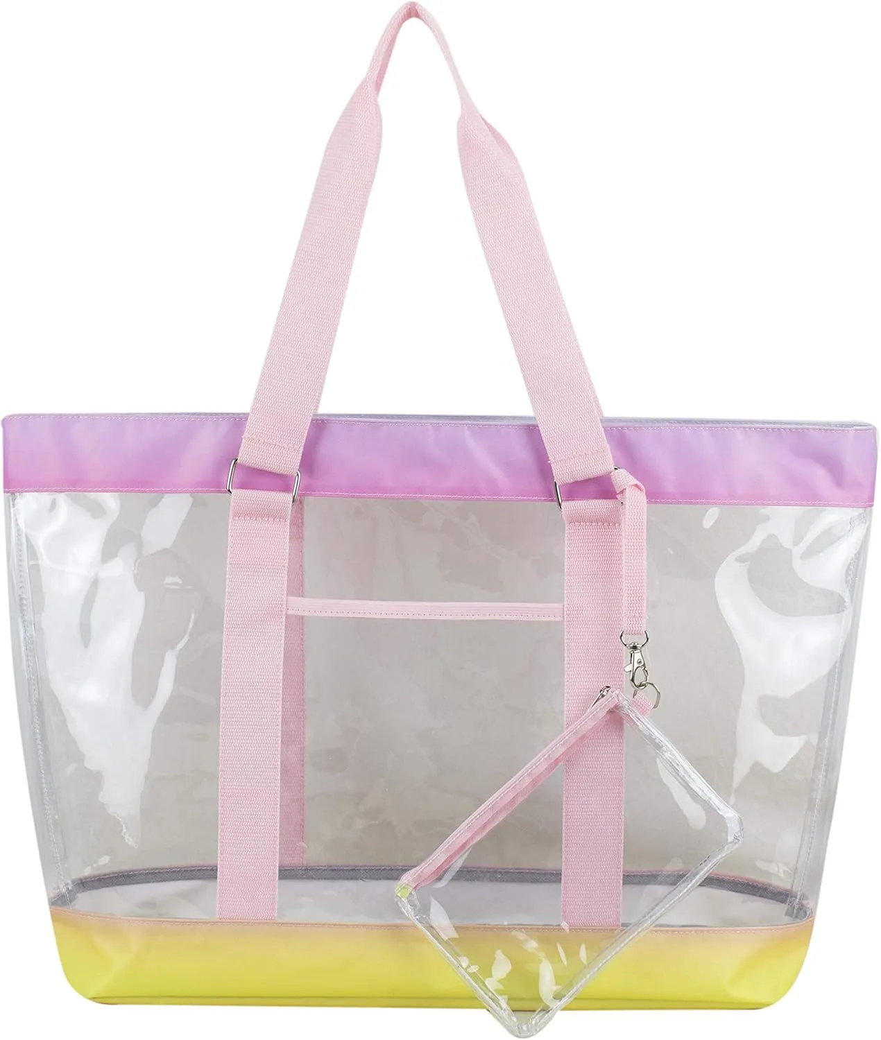 Eastsport Transparent Large Clear Tote Bag for Women Beach Bag Clear Purse Work Bag Shoulder Bag Work Tote with Zipper