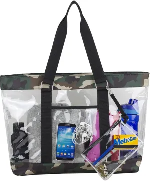 Eastsport Transparent Large Clear Tote Bag for Women Beach Bag Clear Purse Work Bag Shoulder Bag Work Tote with Zipper