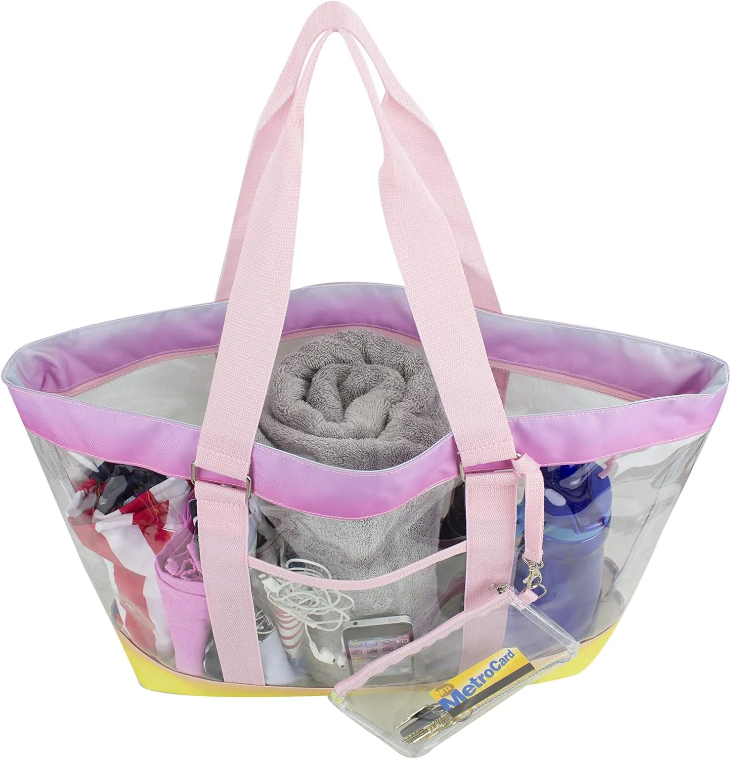 Eastsport Transparent Large Clear Tote Bag for Women Beach Bag Clear Purse Work Bag Shoulder Bag Work Tote with Zipper