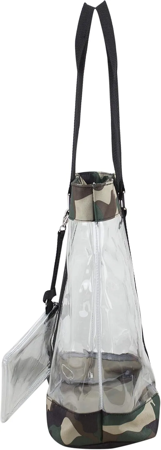 Eastsport Transparent Large Clear Tote Bag for Women Beach Bag Clear Purse Work Bag Shoulder Bag Work Tote with Zipper
