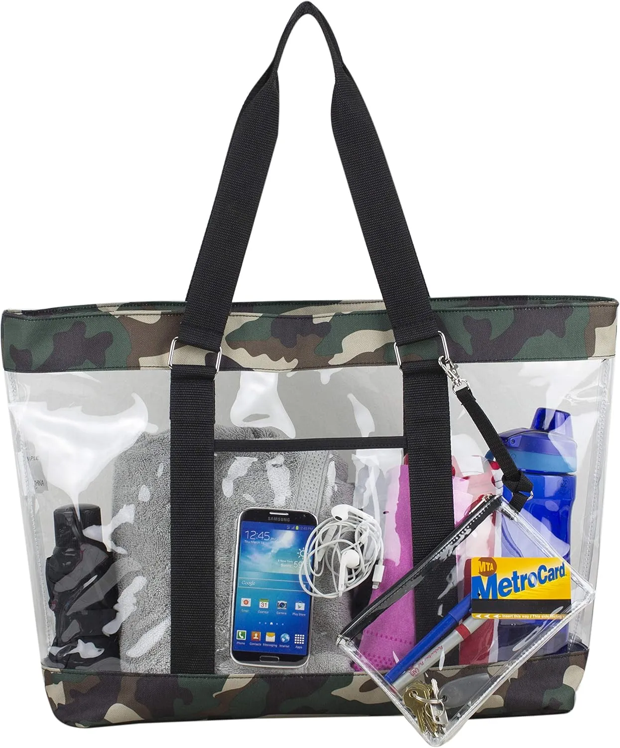 Eastsport Transparent Large Clear Tote Bag for Women Beach Bag Clear Purse Work Bag Shoulder Bag Work Tote with Zipper
