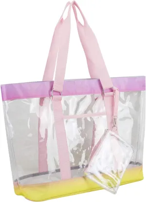 Eastsport Transparent Large Clear Tote Bag for Women Beach Bag Clear Purse Work Bag Shoulder Bag Work Tote with Zipper