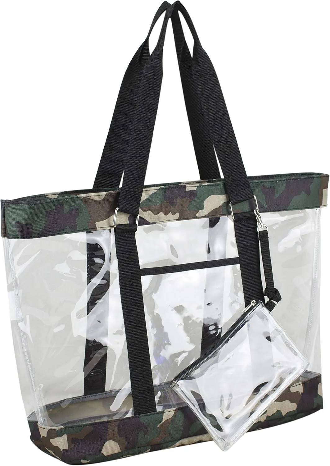 Eastsport Transparent Large Clear Tote Bag for Women Beach Bag Clear Purse Work Bag Shoulder Bag Work Tote with Zipper