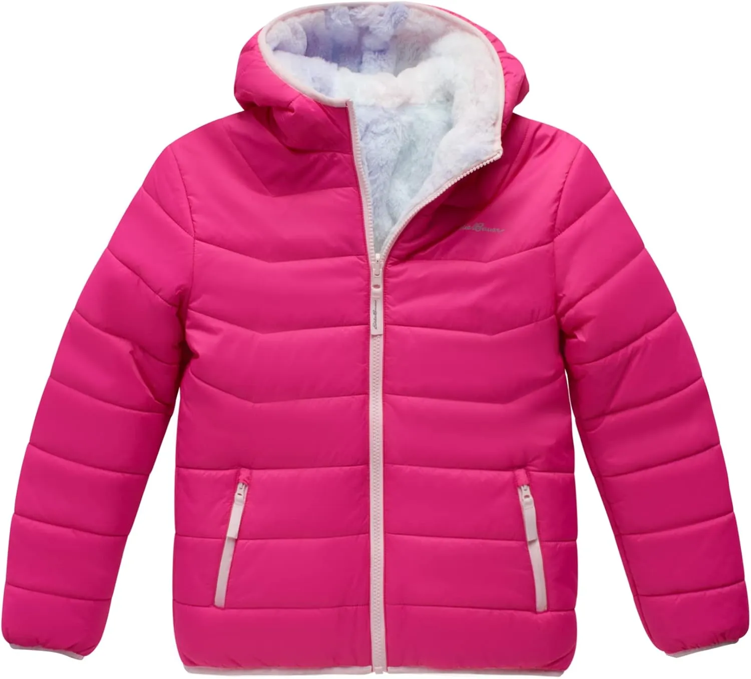 Eddie Bauer Girls' Reversible Jacket - Deer Harbor Waterproof Lightweight Puffer Coat with Faux Shearling Lining (5-20)