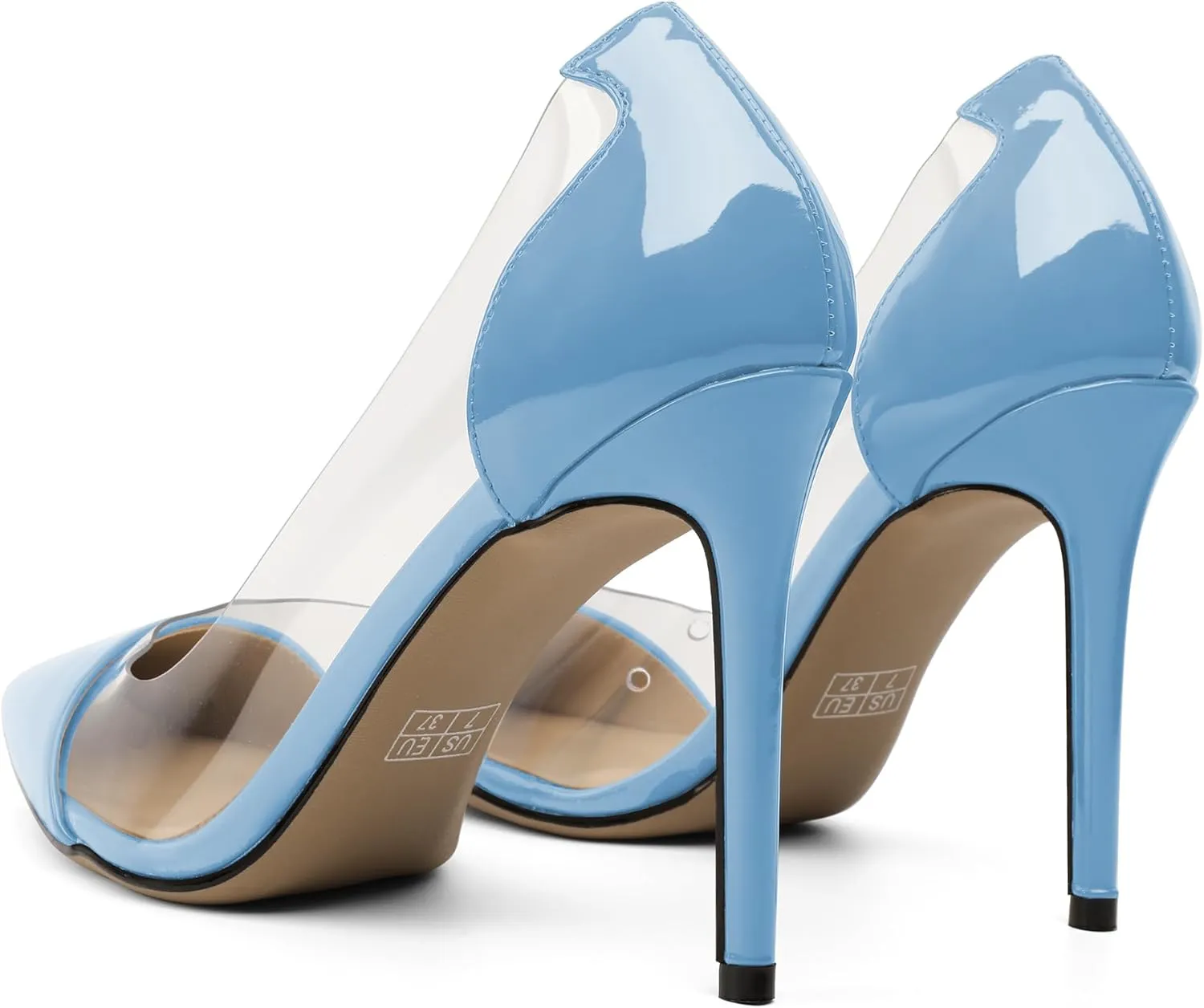 Eldof Womens High Heel Clear Pumps | 10cm Pointed Cap Toe Transparent PVC Stilettos | Wedding Dress Event Pumps Shoes