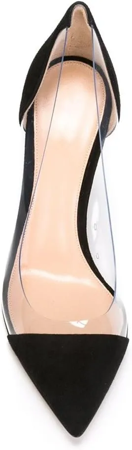 Eldof Womens High Heel Clear Pumps | 10cm Pointed Cap Toe Transparent PVC Stilettos | Wedding Dress Event Pumps Shoes