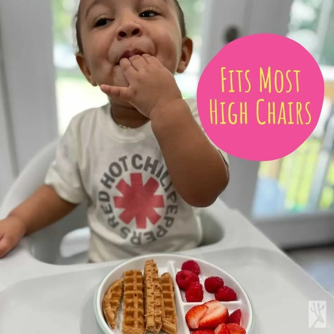 Elk and Friends Kids 7.8” Porcelain Divided Plates with Silicone Suction Sleeves | Suitable for Kids/Toddlers | Microwave & Dishwasher Safe | Non Slip | Snack Dishes