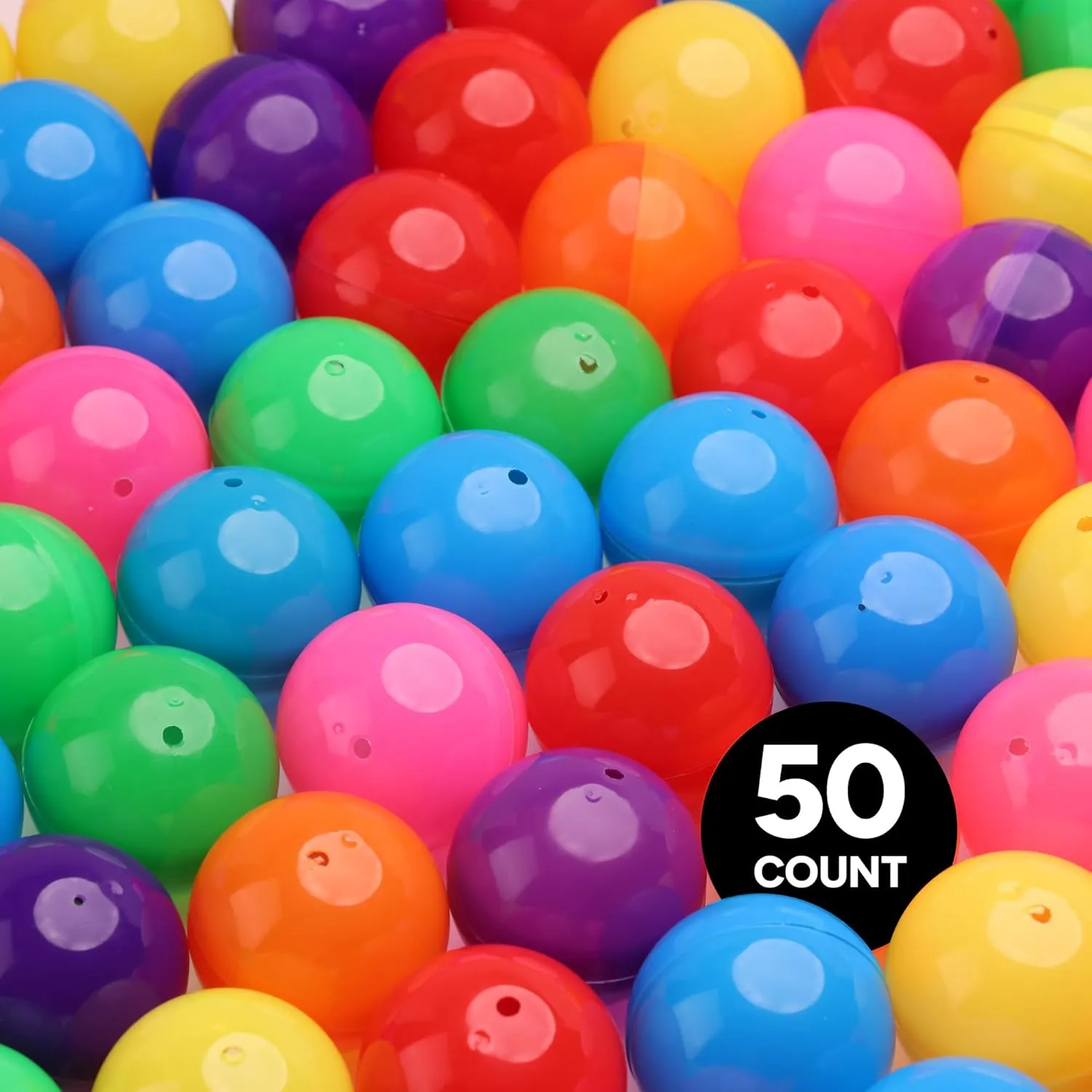 Empty Colored Round Capsules 2 inch 50 pcs Bulk 7 Colors Capsule for Gumball Machines Plastic Containers 50 mm