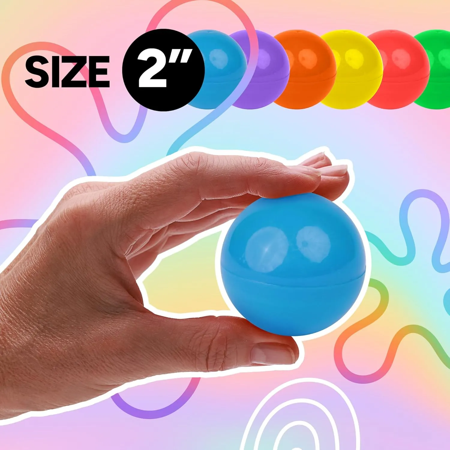 Empty Colored Round Capsules 2 inch 50 pcs Bulk 7 Colors Capsule for Gumball Machines Plastic Containers 50 mm